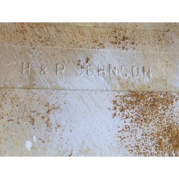 Vintage, Early, H&R Johnson, Greece, Philkeram Johnson 6" Tile Blue Red Tulips - Picture 7 of 7